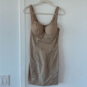 Naked Wardrobe Tan Chemise Slip Dress